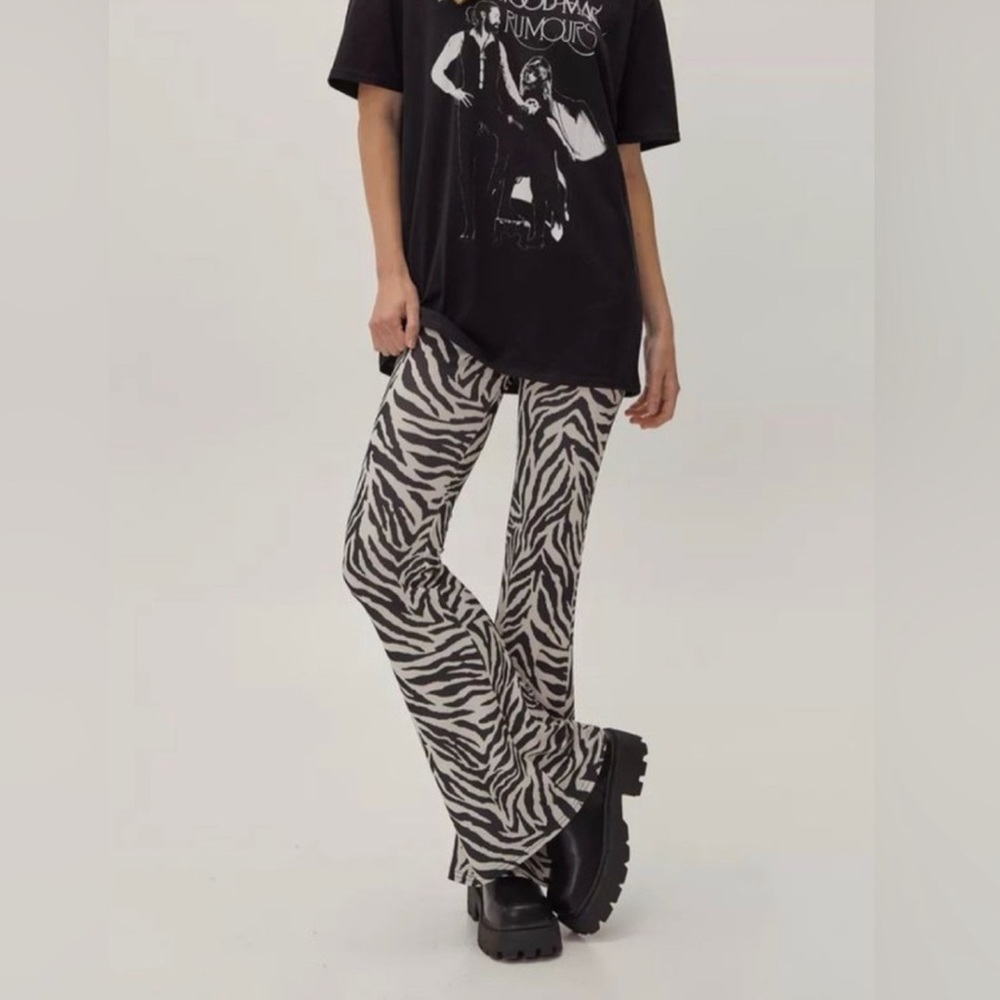 Sparkly animal print bell bottoms size M
